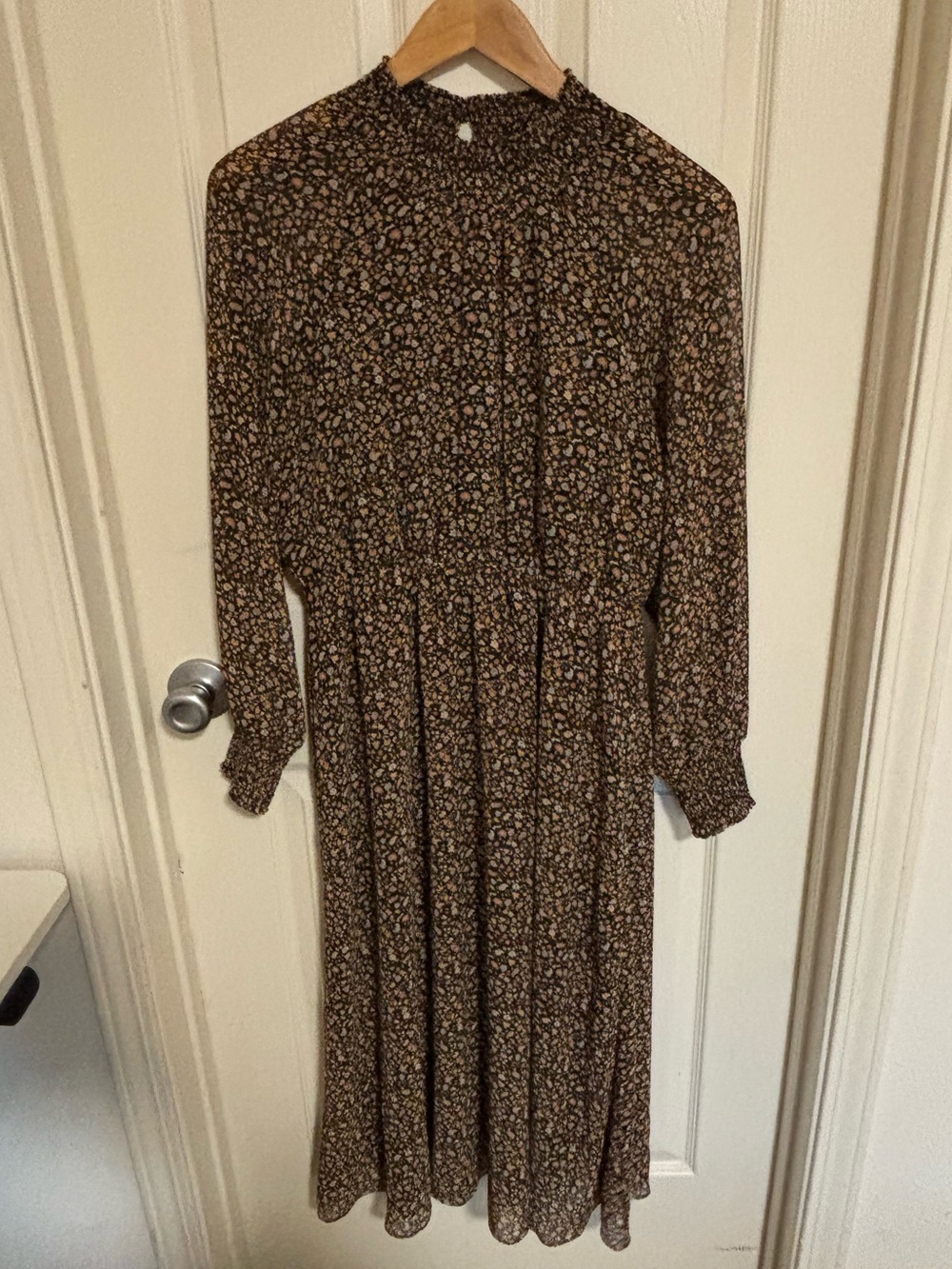 Madewell Floral Smocked Midi Dress Black Multi Stretch Waist Flowy Soft Drape - Picture 6 of 12